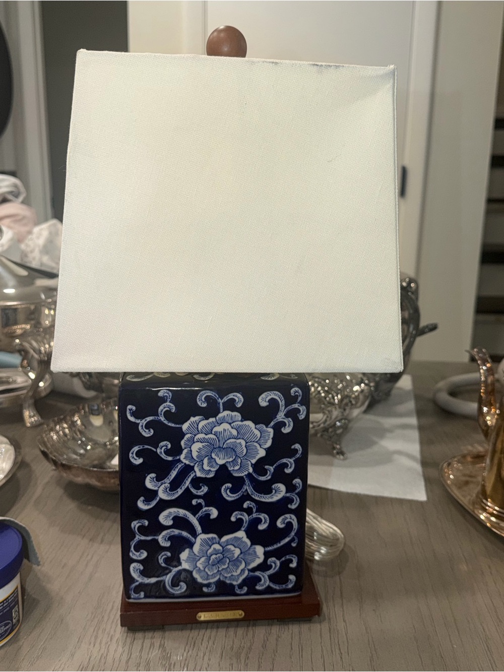 Vintage Ralph Lauren Blue Floral Ceramic Table Lamp